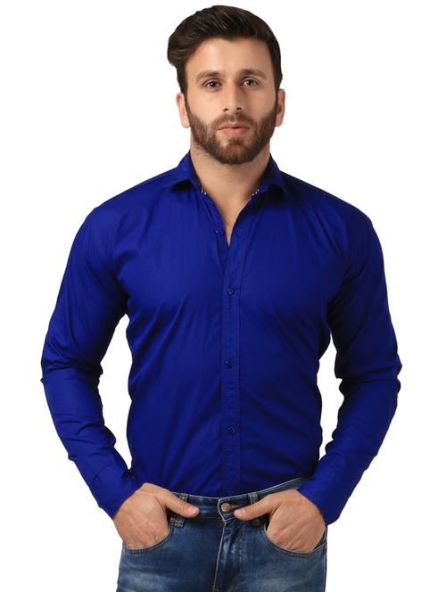 blue solid casual shirt - 15883505 - Very Small Image - 1