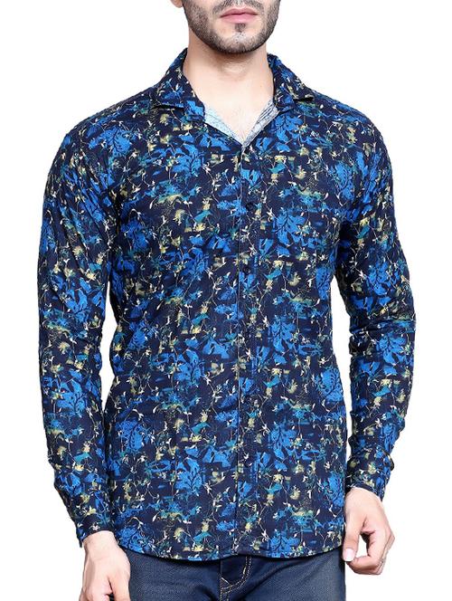 blue printed casual shirt - 15883519 - Very Small Image - 1