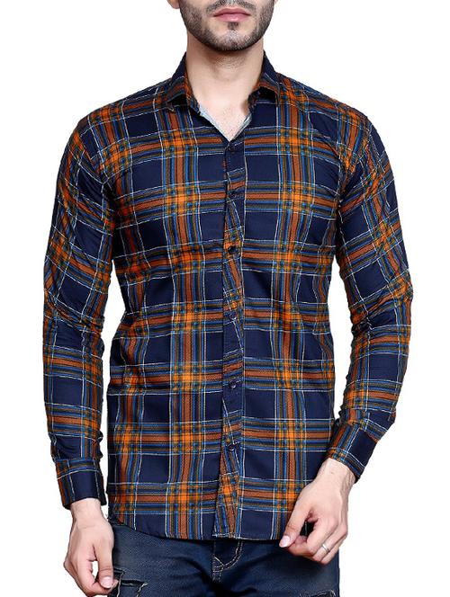 blue checkered  casual shirt - 15883524 - Very Small Image - 1