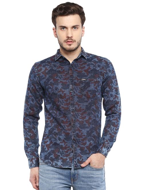 blue denim casual shirt - 15883637 - Very Small Image - 1