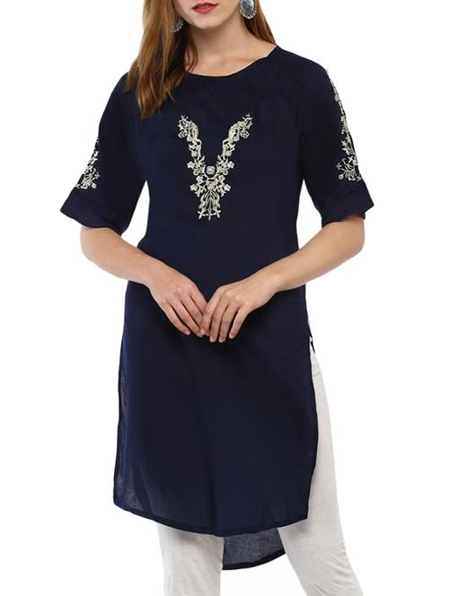 high low embroidered kurta - 15884202 - Very Small Image - 1