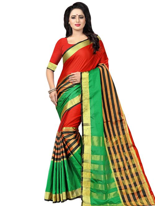 checkered woven saree with blouse - 15885287 - Very Small Image - 1
