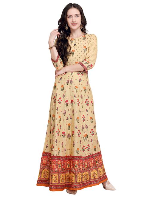 anarkali printed long dress - 15885359 - Very Small Image - 1