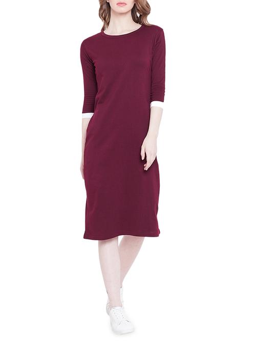 berry purple contrast panel dress - 15887616 - Very Small Image - 1
