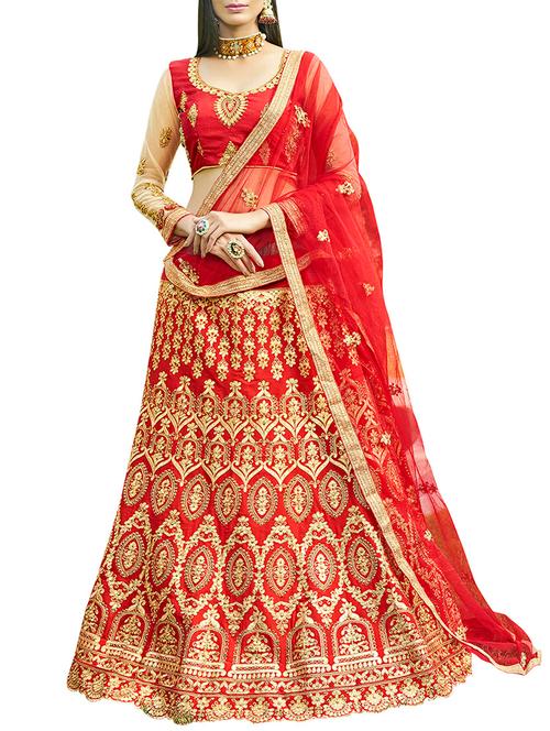 embroidered a-line lehenga with contrast dupatta - 15887642 - Very Small Image - 1