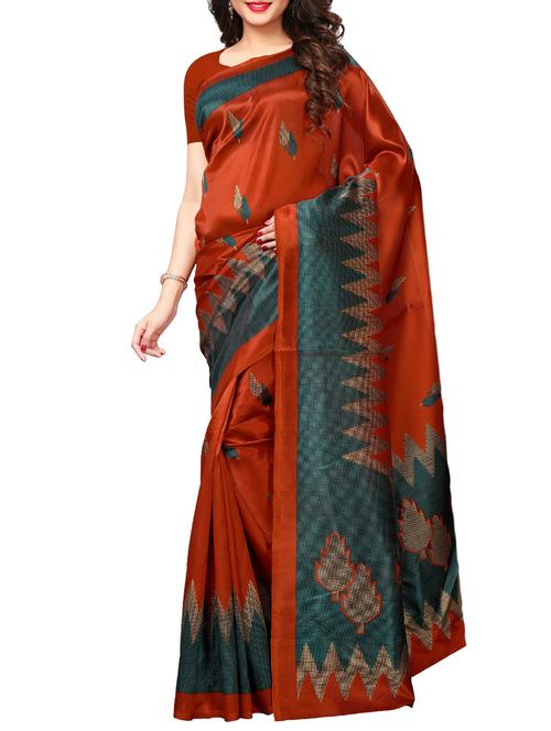 ethnic motif printed saree with blouse - 15887730 - Very Small Image - 1