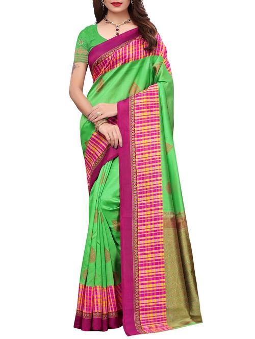 ethnic motif printed saree with blouse - 15887737 - Very Small Image - 1