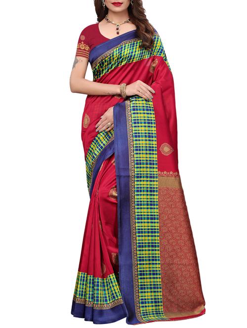 ethnic motif printed saree with blouse - 15887740 - Very Small Image - 1