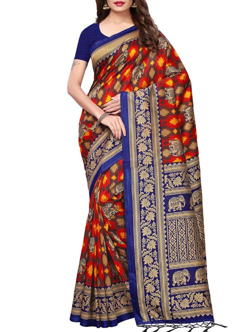 elephant motif printed saree with blouse - 15887767 - Very Small Image - 1