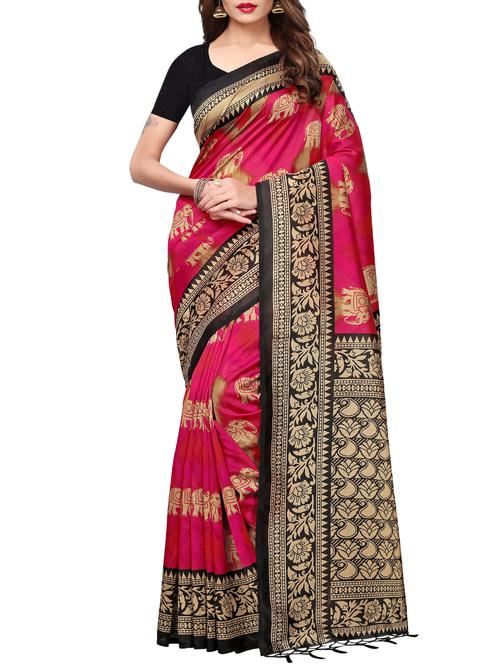 elephant motif printed saree with blouse - 15887772 - Very Small Image - 1
