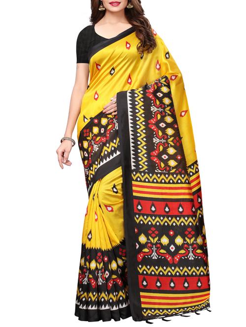 ethnic motif printed saree with blouse - 15887782 - Very Small Image - 1