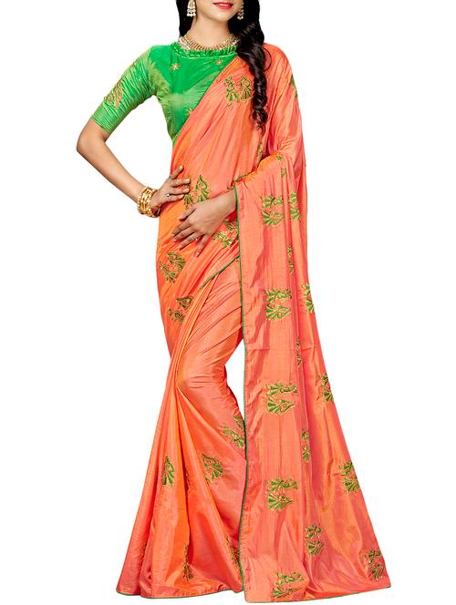 ethnic motif embroidered saree with blouse - 15887794 - Very Small Image - 1