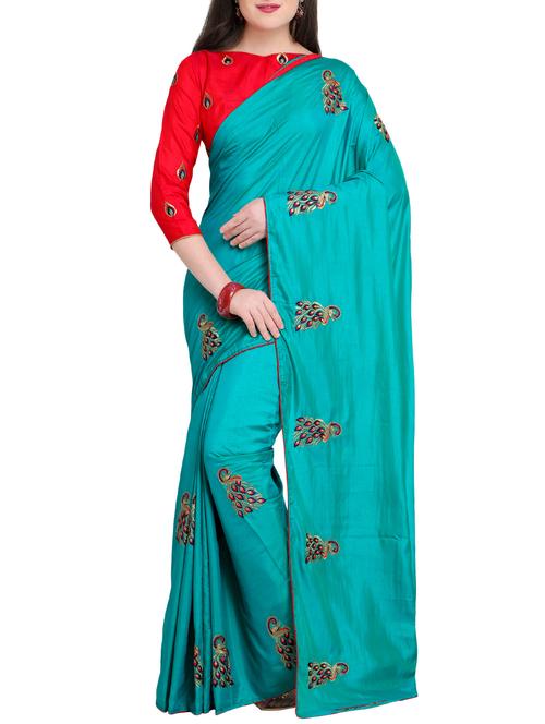 ethnic motif embroidered saree with blouse - 15887796 - Very Small Image - 1