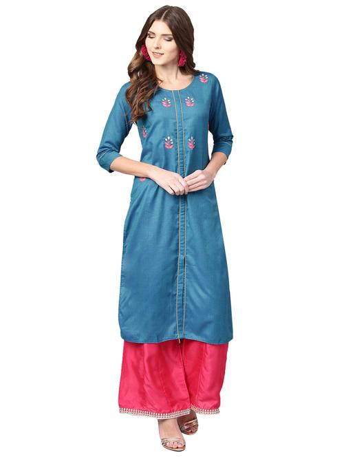embroidered straight kurta - 15887837 - Very Small Image - 1
