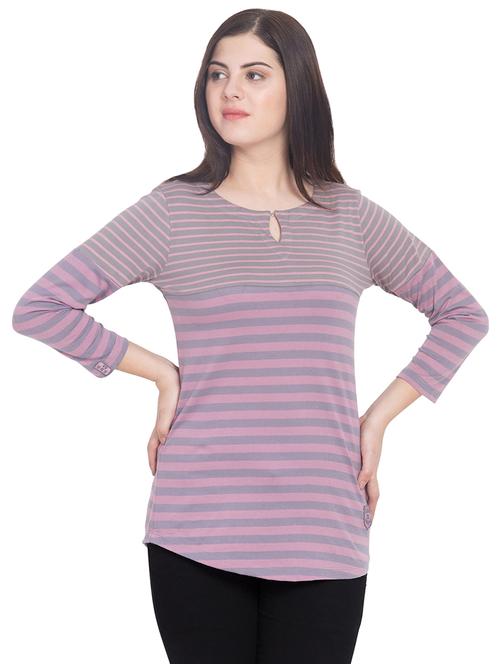 keyhole neck striped tee - 15887897 - Very Small Image - 1