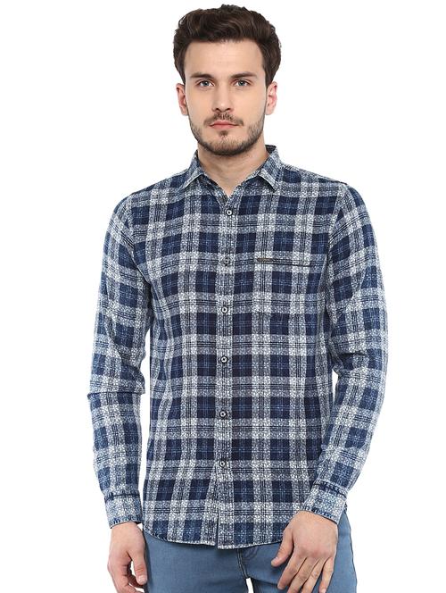 blue checkered casual shirt - 15888916 - Very Small Image - 1