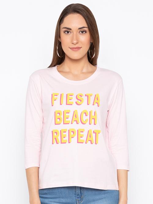 letter print round neck tee - 15890313 - Very Small Image - 1