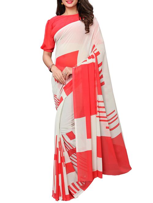 abstract printed saree with blouse - 15890561 - Very Small Image - 1