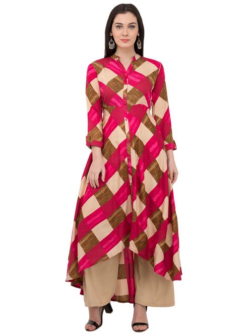 checkered flared kurta - 15891513 - Very Small Image - 1