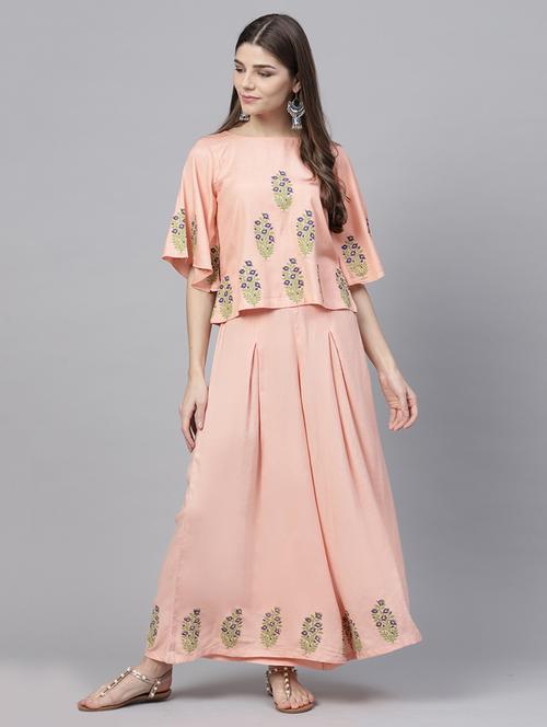 hand block printed top with palazzo set - 15891766 - Very Small Image - 1