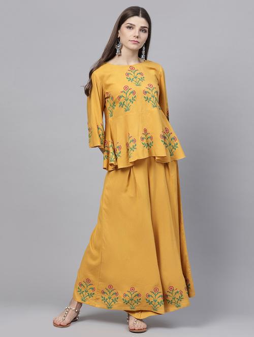 hand block printed kurta with palazzo set - 15891769 - Very Small Image - 1