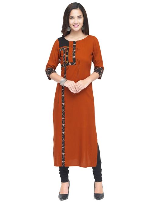 straight patch work kurta - 15892613 - Very Small Image - 1