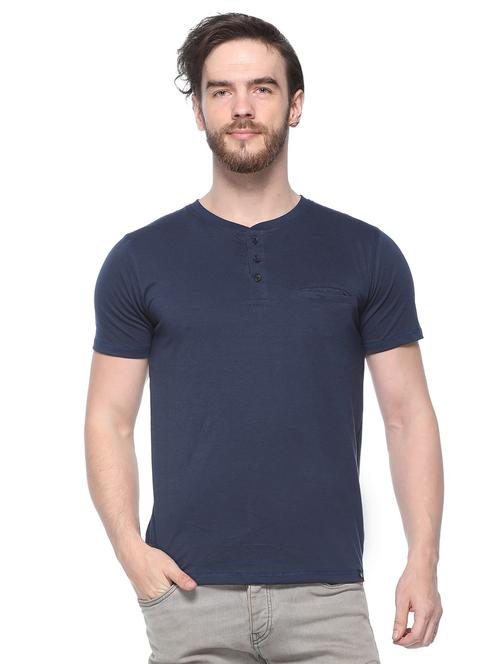 navy blue cotton blend pocket t-shirt - 15892965 - Very Small Image - 1