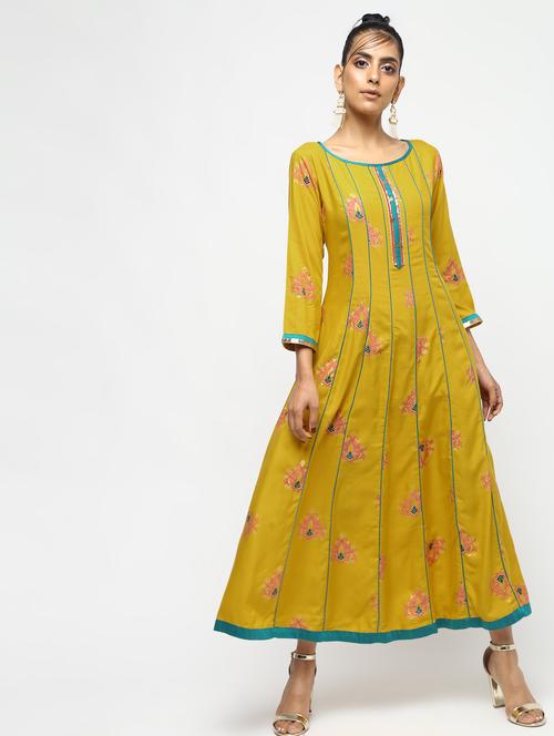 a-line printed kalidar kurta - 15893111 - Very Small Image - 1