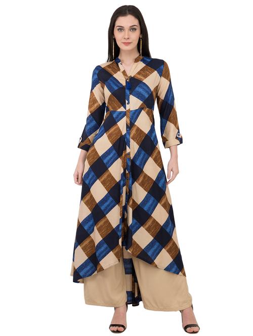 checkered flared kurta - 15894061 - Very Small Image - 1
