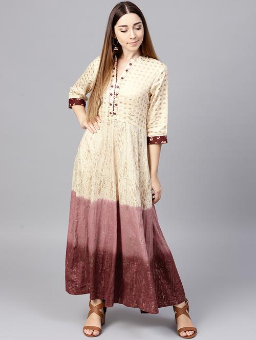 a-line foil print dress - 15894271 - Very Small Image - 1