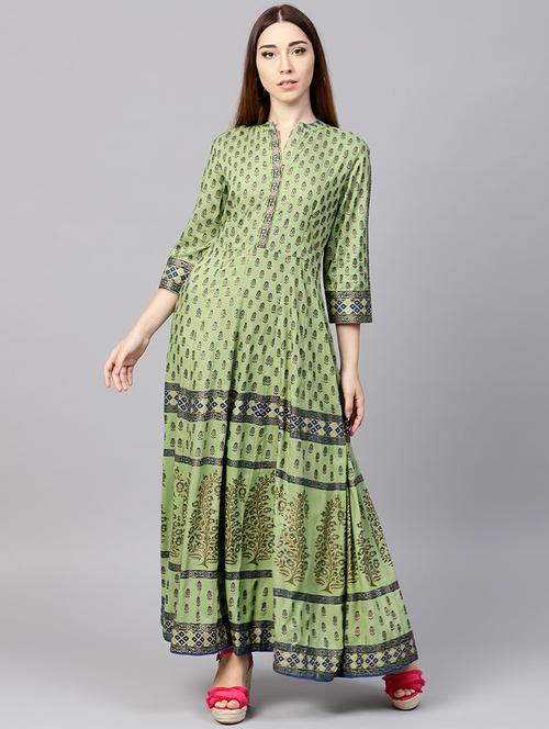 a-line foil print dress - 15894275 - Very Small Image - 1