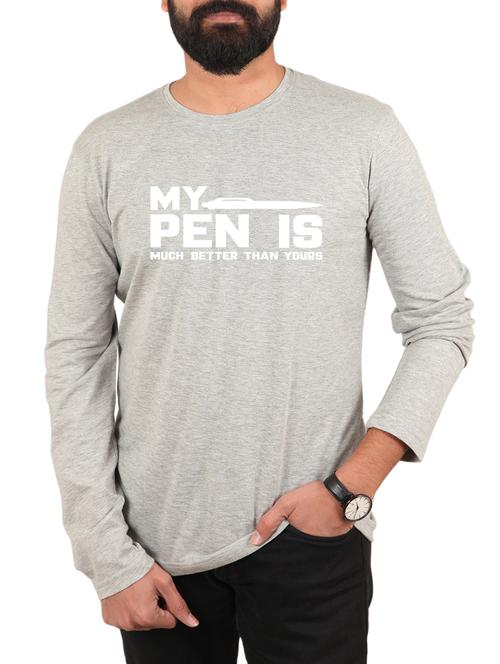 grey cotton chest print t-shirt - 15894459 - Very Small Image - 1