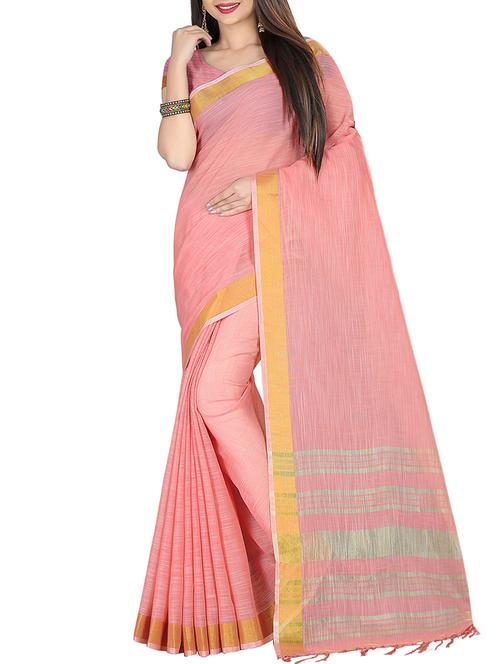 pink handloom saree with blouse - 15897157 - Very Small Image - 1
