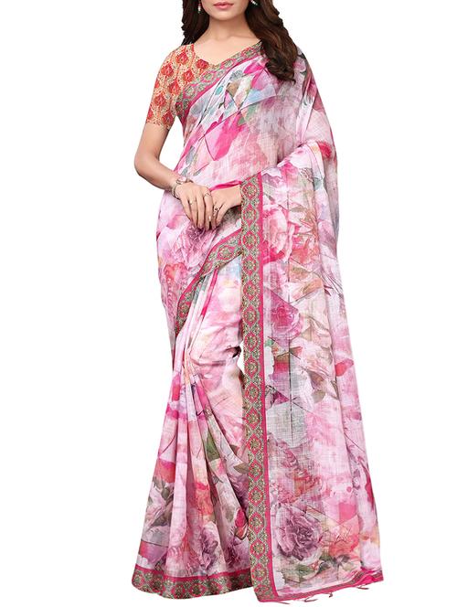 floral printed saree with blouse - 15897162 - Very Small Image - 1