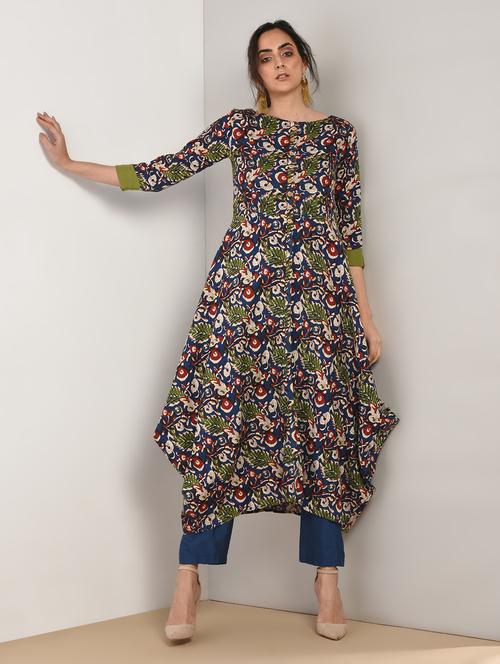 kalamkari printed cowl kurta - 15897434 - Very Small Image - 1
