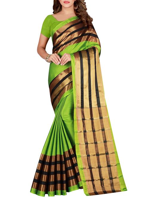 striped zari border woven saree with blouse - 15897673 - Very Small Image - 1