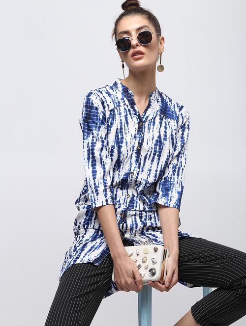 tied and dyed button up high low tunic - 15897870 - Very Small Image - 1