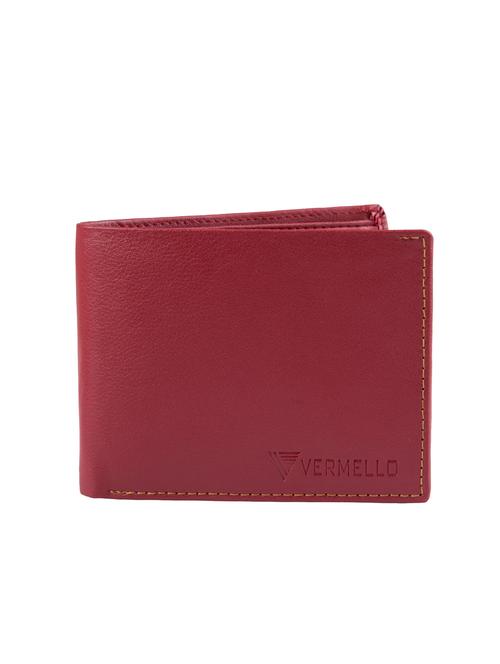 red 2 fold  leatherette wallet - 15900311 - Very Small Image - 1