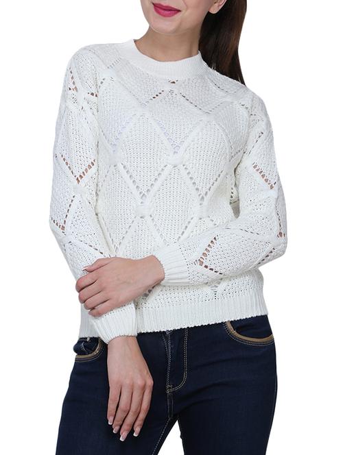 pointelle geometric knit pullover - 15900428 - Very Small Image - 1