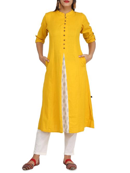 Solid a-line panel kurta - 15900469 - Very Small Image - 1