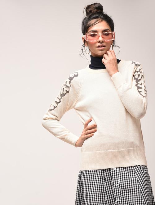 cut work sleeve detail sweatshirt - 15900896 - Very Small Image - 1