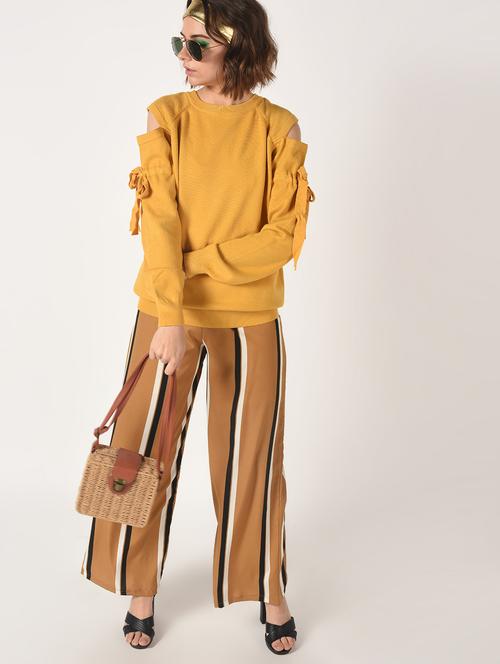 cold shoulder drawstring sleeved pullover - 15900909 - Very Small Image - 1