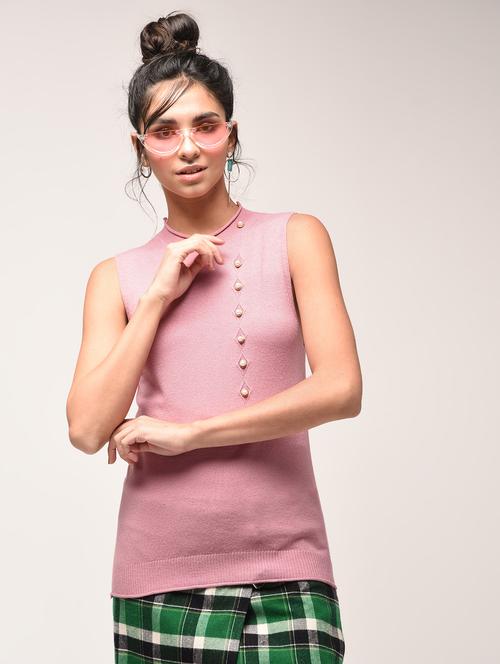 pearl embellished raw hem pullover - 15900910 - Very Small Image - 1