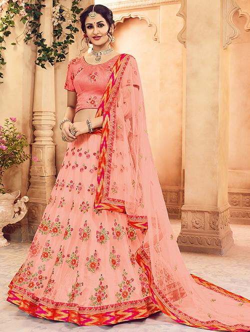 embroidered flared lehenga - 15901749 - Very Small Image - 1