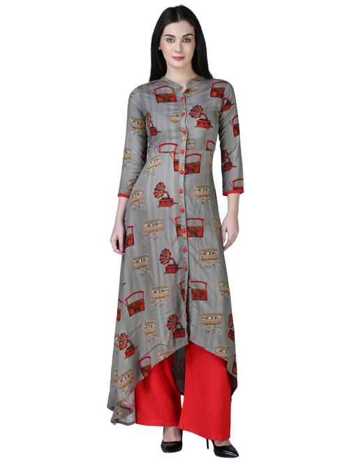 high low printed kurta - 15901766 - Very Small Image - 1
