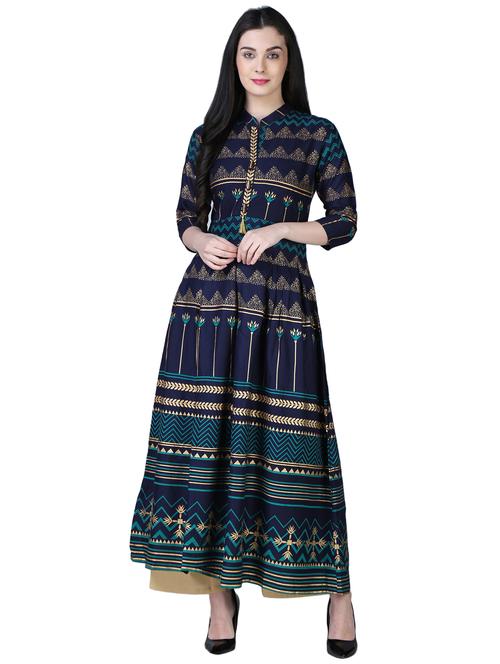 anarkali foil print kurta - 15901774 - Very Small Image - 1