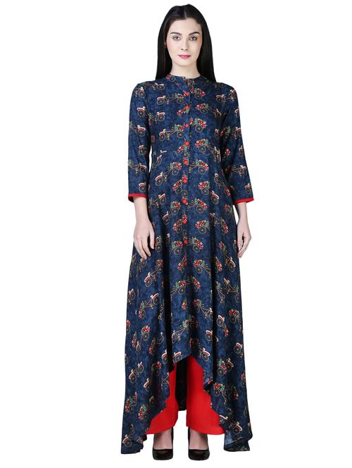 high low printed kurta - 15902154 - Very Small Image - 1