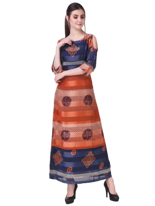 roll up sleeved cold shoulder maxi dress - 15902303 - Very Small Image - 1