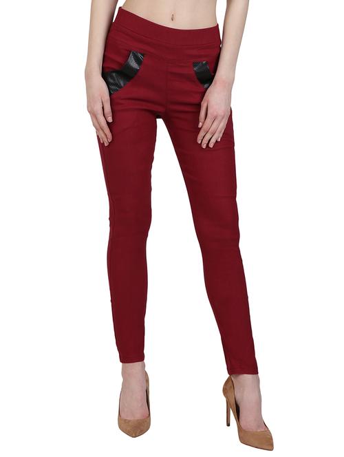 leatherette patch high waist jegging - 15902346 - Very Small Image - 1