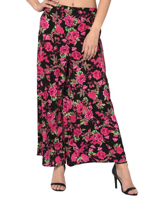 high waist floral flared palazzo - 15902771 - Very Small Image - 1